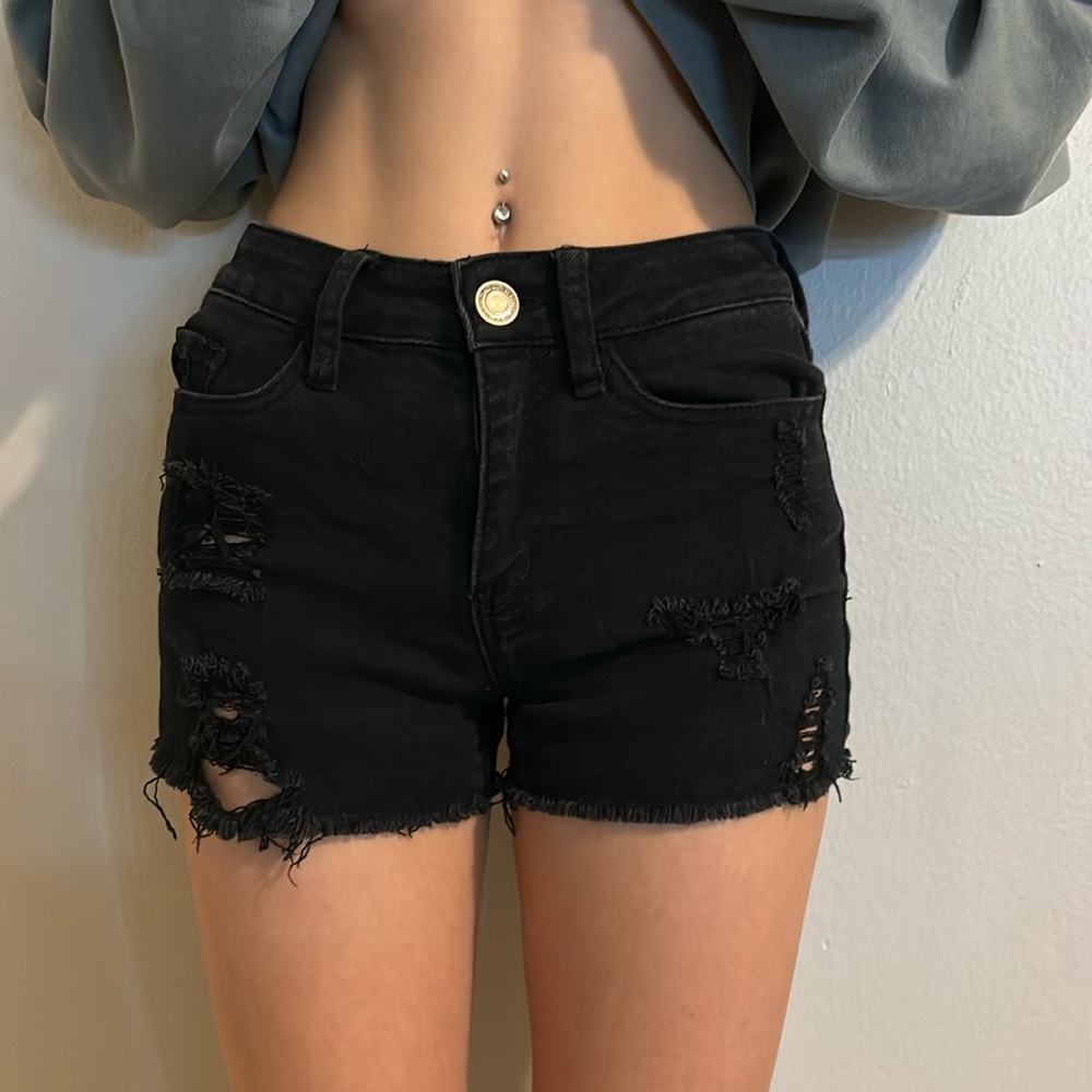 SO black “high rise shortie” ripped jesn shorts 1/25